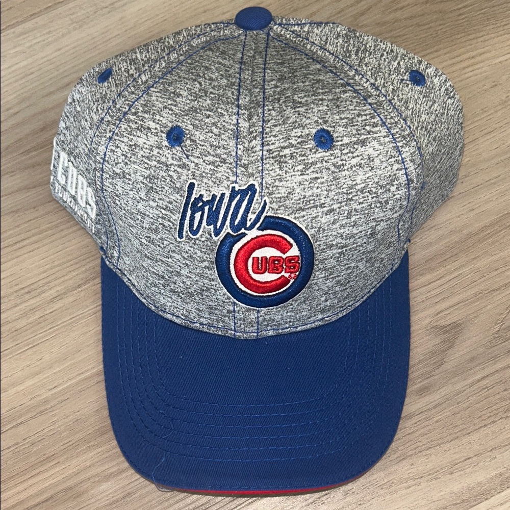 Iowa Cubs Adjustable Baseball Cap Gray Blue NEW Golf Tournament Hook Loop